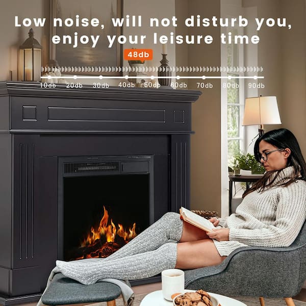 R.W.FLAME 43 in. Freestanding Electric Fireplace in Black WYHD-M27