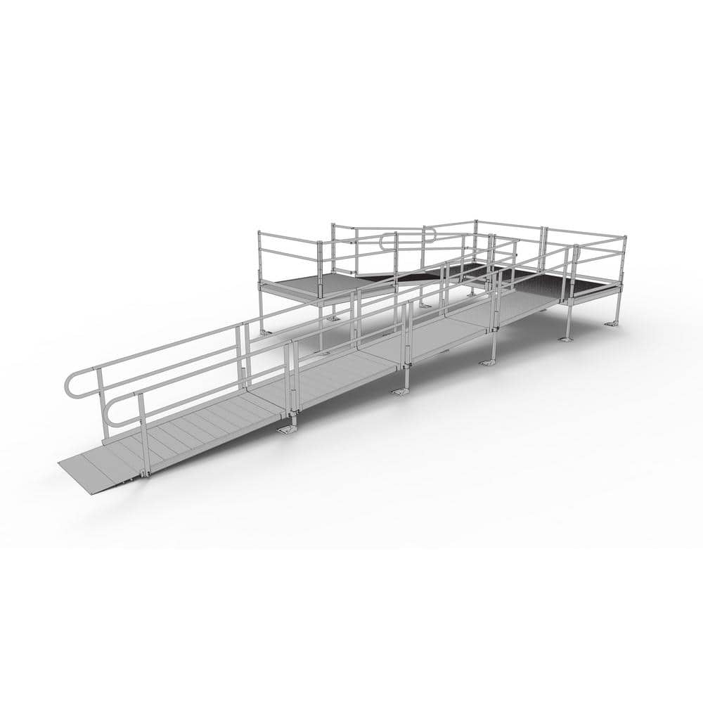 EZ-ACCESS PATHWAY 30 ft. U-Shaped Aluminum Wheelchair Ramp Kit with Solid  Surface Tread, 2-Line Handrails and (3) 5 ft. Platforms PS30U55TTS - The 