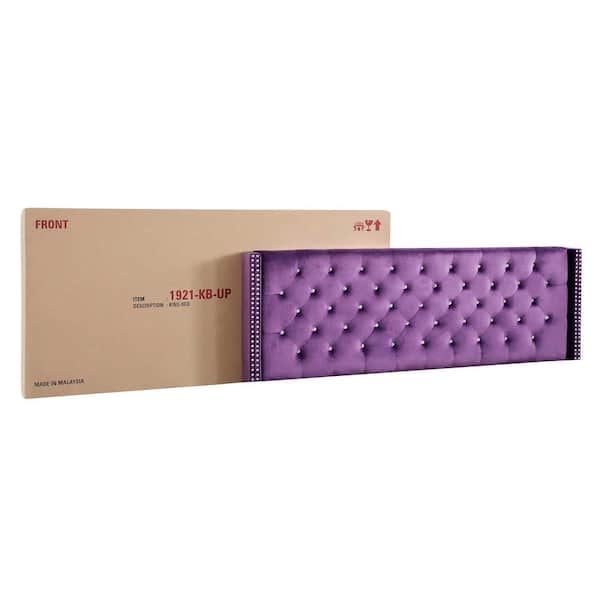 AndMakers Julie Purple Tufted Upholstered Low Profile Queen Panel 