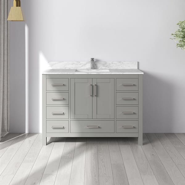 Aeterna 48 in. W x 22 in. D x 34 in. H Single Sink Freestanding Bath Vanity in Gray with Cultured Marble Top