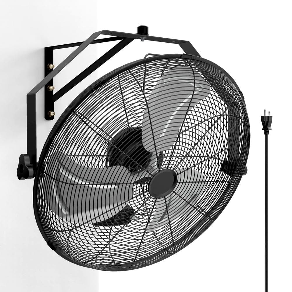 High Velocity Air Circulator 20 in. 3 Fan Speeds Wall Fan in Black with Rac