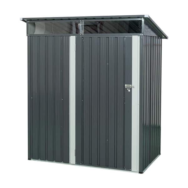 5 ft. x 3 ft. Gray Outdoor Metal Storage Shed with Transparent Endurance Plate and Window for Garden, Lawn (15 sq. ft.)