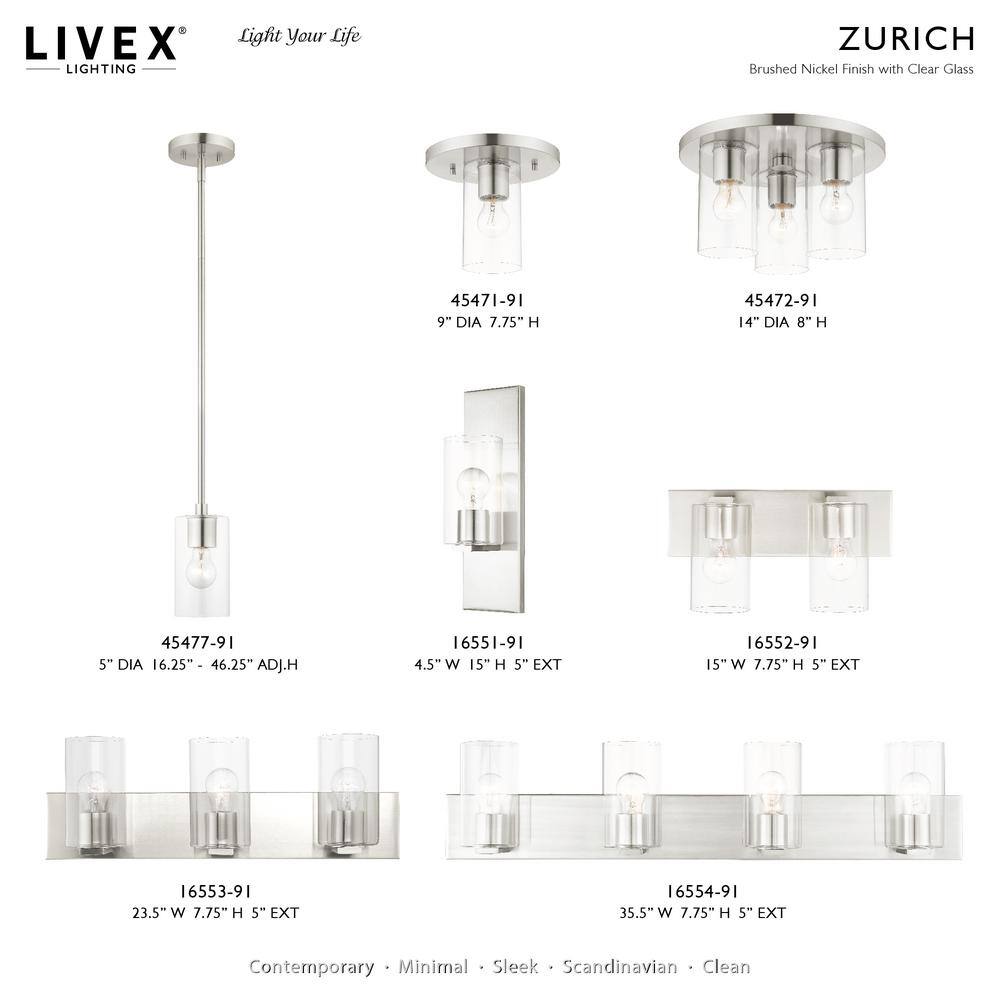 Zurich 9'' Brushed Nickel Modern Flush Mount Light