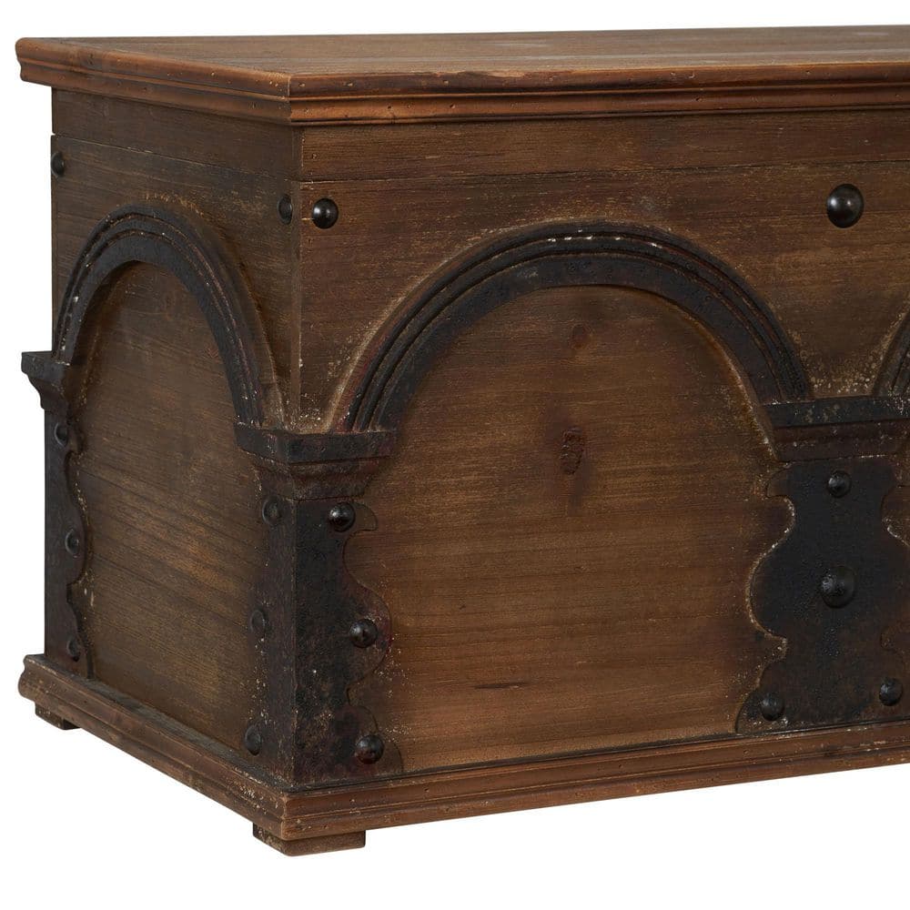 Antique Arch Brown Solid Wood Storage Trunk 20"