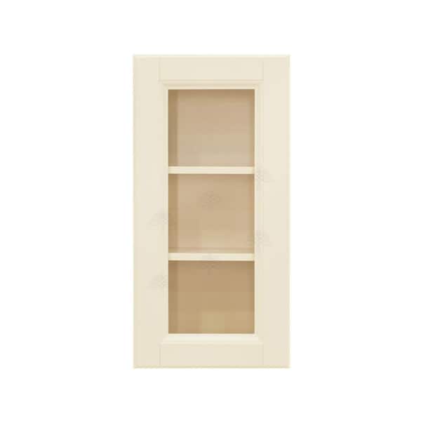 LIFEART CABINETRY Oxford Assembled 21 in. x 30 in. x 12 in. Wall Mullion Raised-Panel Door Cabinet with 2 Shelves in Creamy White
