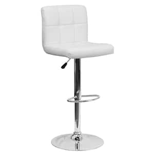 34 in. Adjustable Height White Cushioned Bar Stool