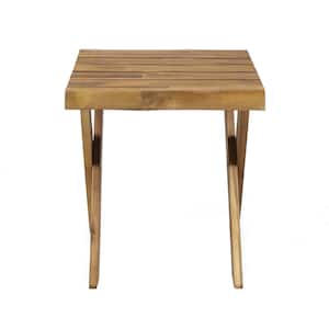 Eaglewood Teak Brown Square Wood Outdoor Patio Side Table