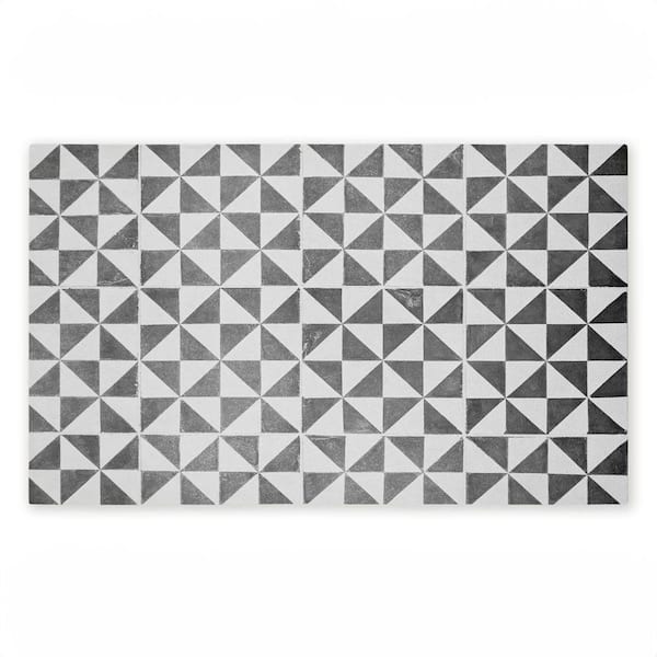 Mediterranean Squares Geometric Black 18 in. x 30 in. Polyester Non-Slip Outdoor Door Mat