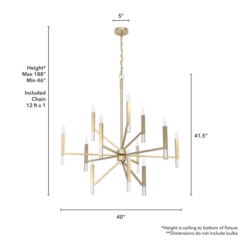 Alturas Gold 12-Light Crystal 3-Tier Chandelier