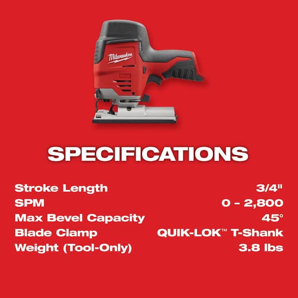 Milwaukee - M12 12V Lithium-Ion Cordless Jig Saw Kit with One 1.5 Ah Battery, Charger, Tool Bag