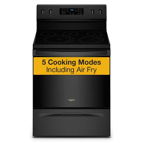 Whirlpool 30 in. 5.3 cu. ft. 5 Burner Element Electric Range in Black