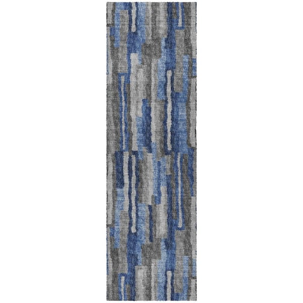 Dream Shag Premium Machine Washable Abstract ADS78 Blue 2 ft. x 7 ft. Runner Rug