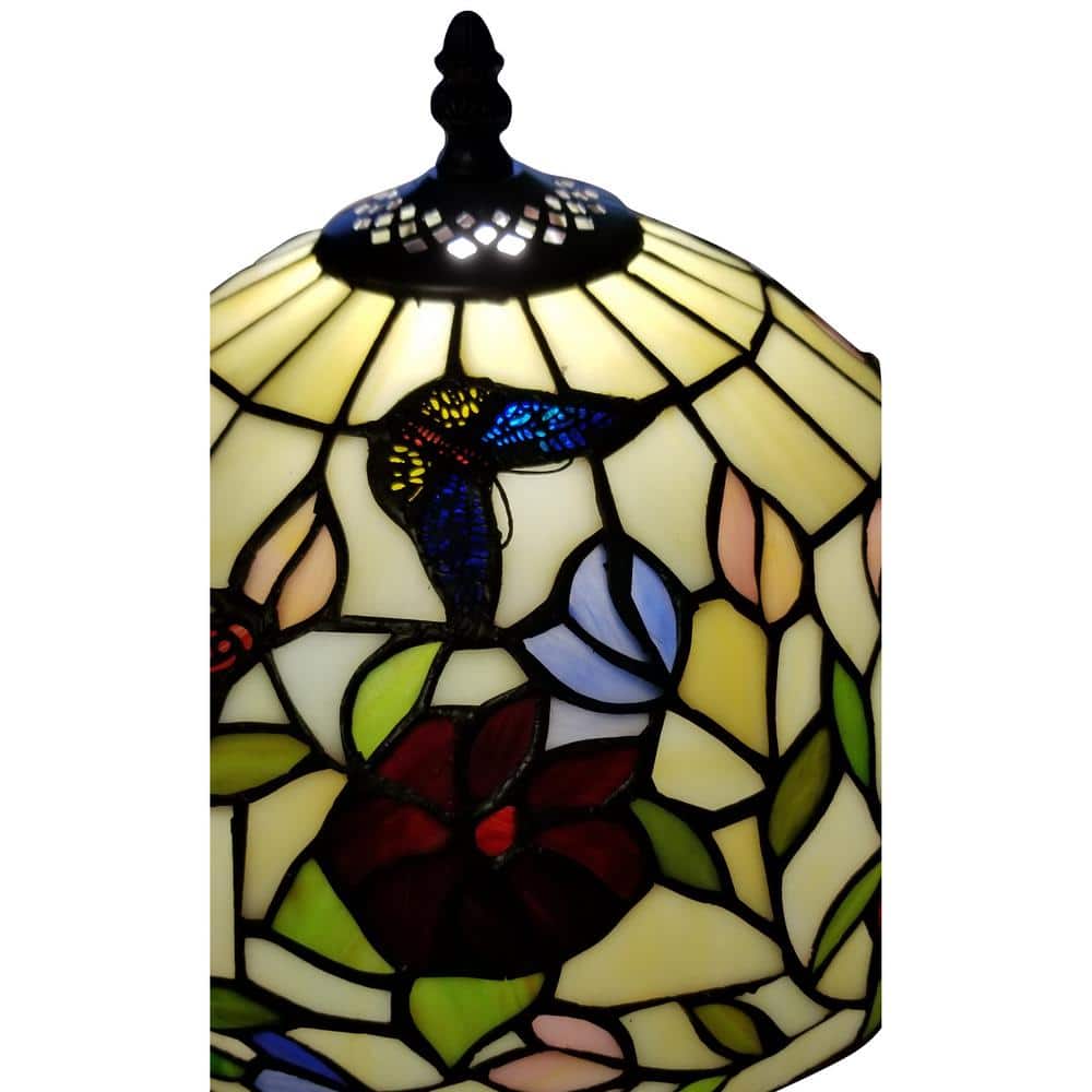 19" Bronze Tiffany Style Stained Glass Butterfly Table Lamp