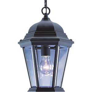 1-Light Indoor or Outdoor Black Aluminum Lamp / Lantern / Coach Light Hanging Pendant