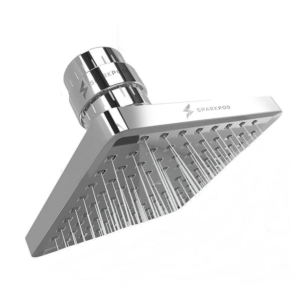 8 in. Square 23-Stage Shower Filter Head with Water Filter Cartridge Reduces Chlorine High Pressure in Chrome