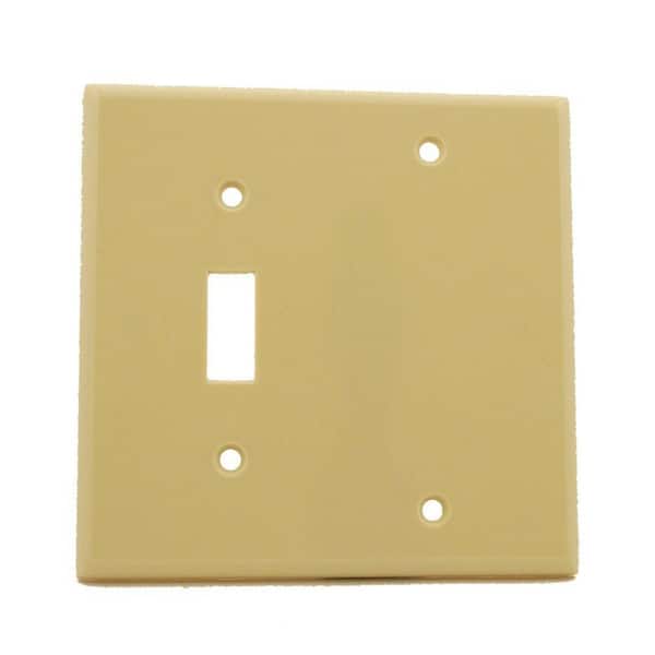 Leviton Ivory 2-Gang 1-Toggle/1-Blank Wall Plate (1-Pack)