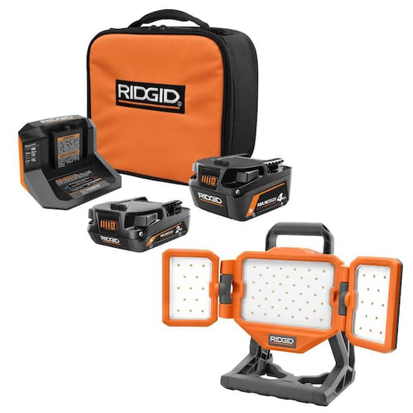 18V MAX Output 4.0 Ah 2.0 Ah Batteries and Charger with FREE 18V Hybrid Panel Light