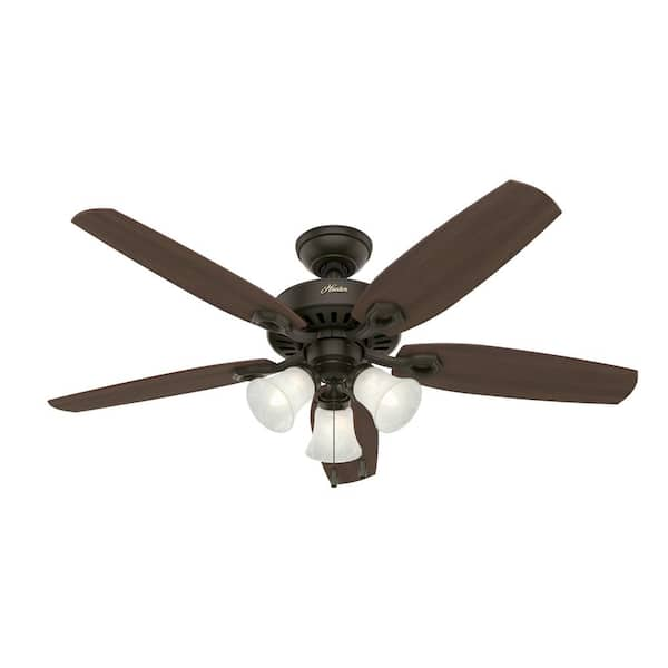 Hunter Builder Plus 52 in. Indoor New Bronze Ceiling Fan with Light Kit