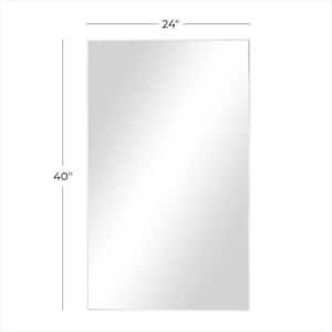 40 in. x 24 in. Rectangle Framed White Wall Mirror with Thin Frame