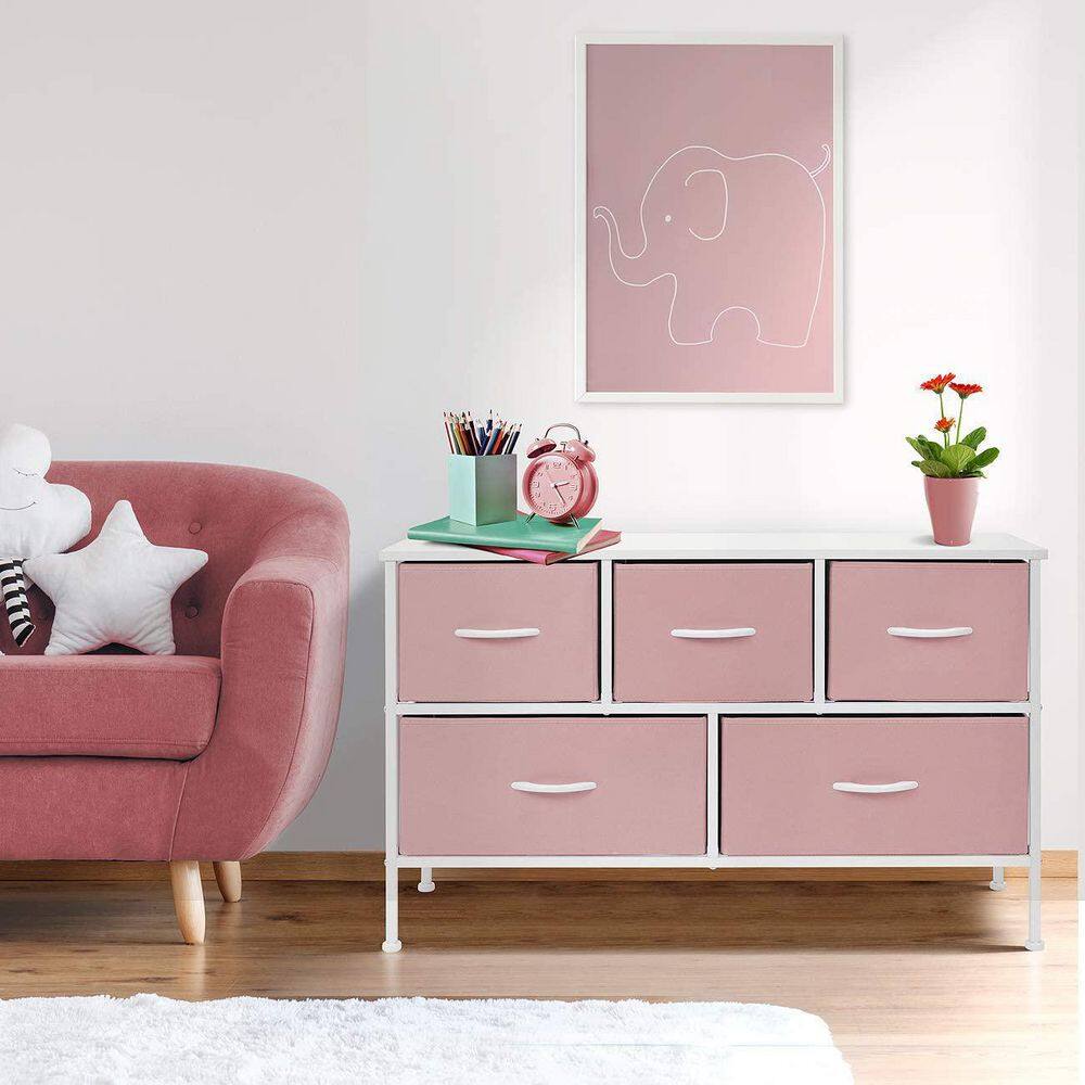 Pastel Pink Nursery Dresser with Extra Deep Drawers and Handles
