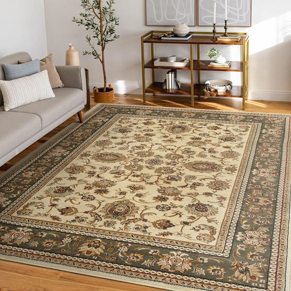Sensation Border Ivory 5 ft. x 8 ft. Indoor Area Rug