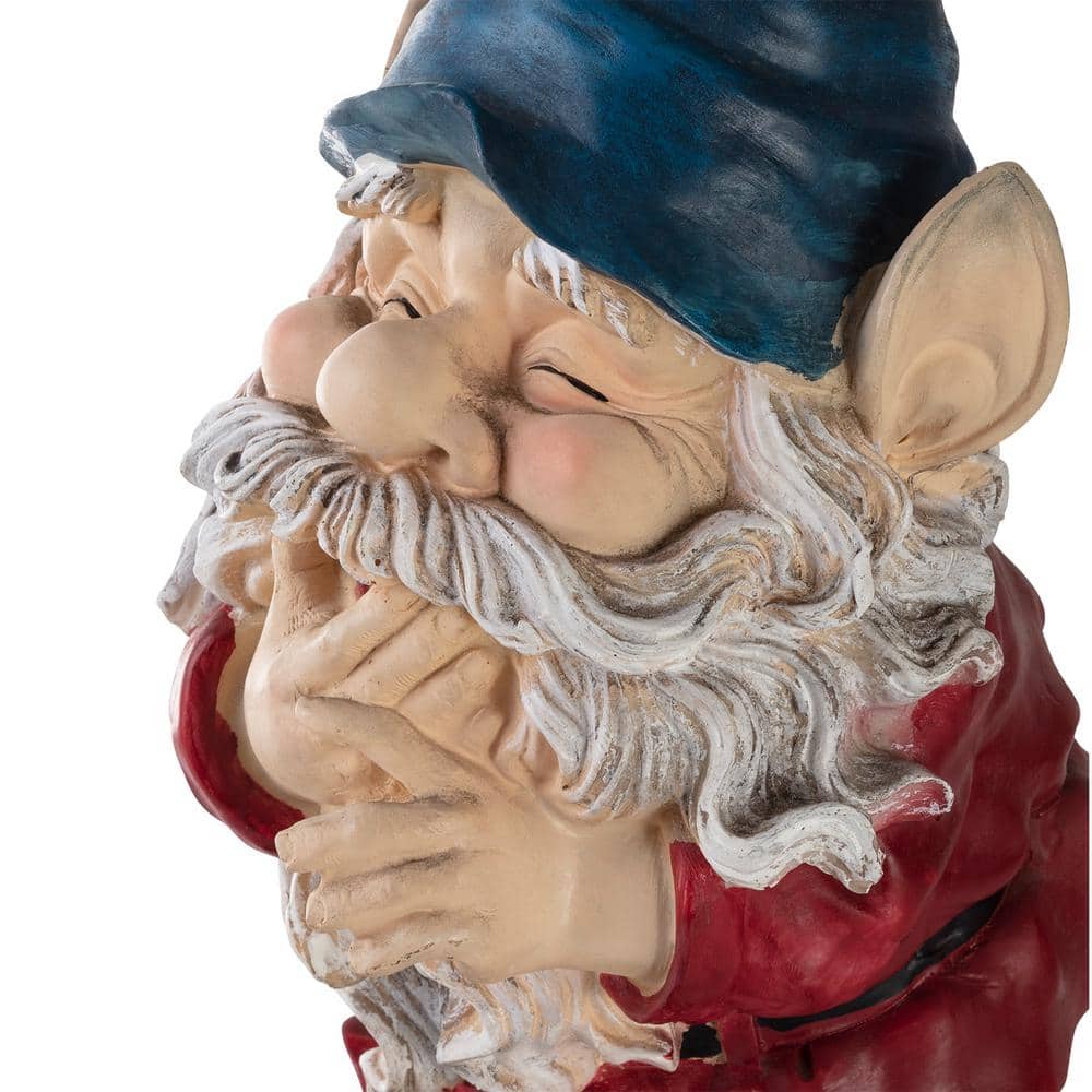 15" Multicolor Polyresin Smiling Garden Gnome Statue