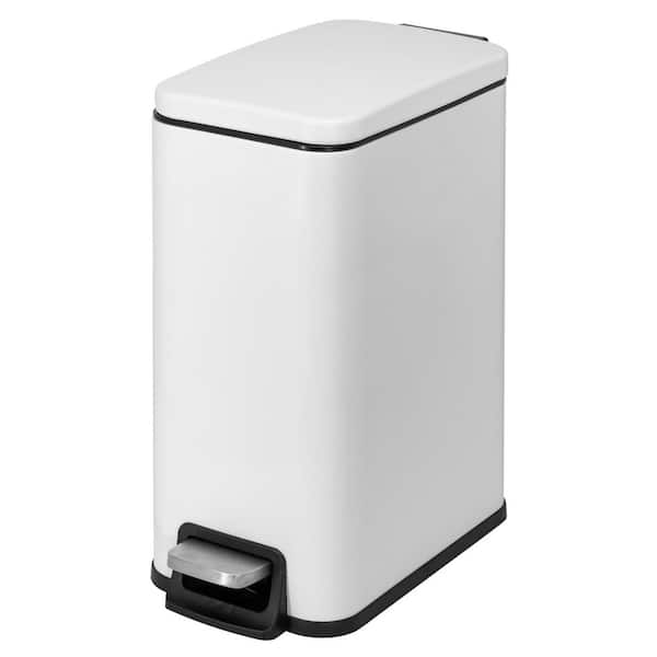Moorefield Slim Rectangular 6 L/1.6 Gal. Pedal Trash Bin with Soft Close Lid in Matte White