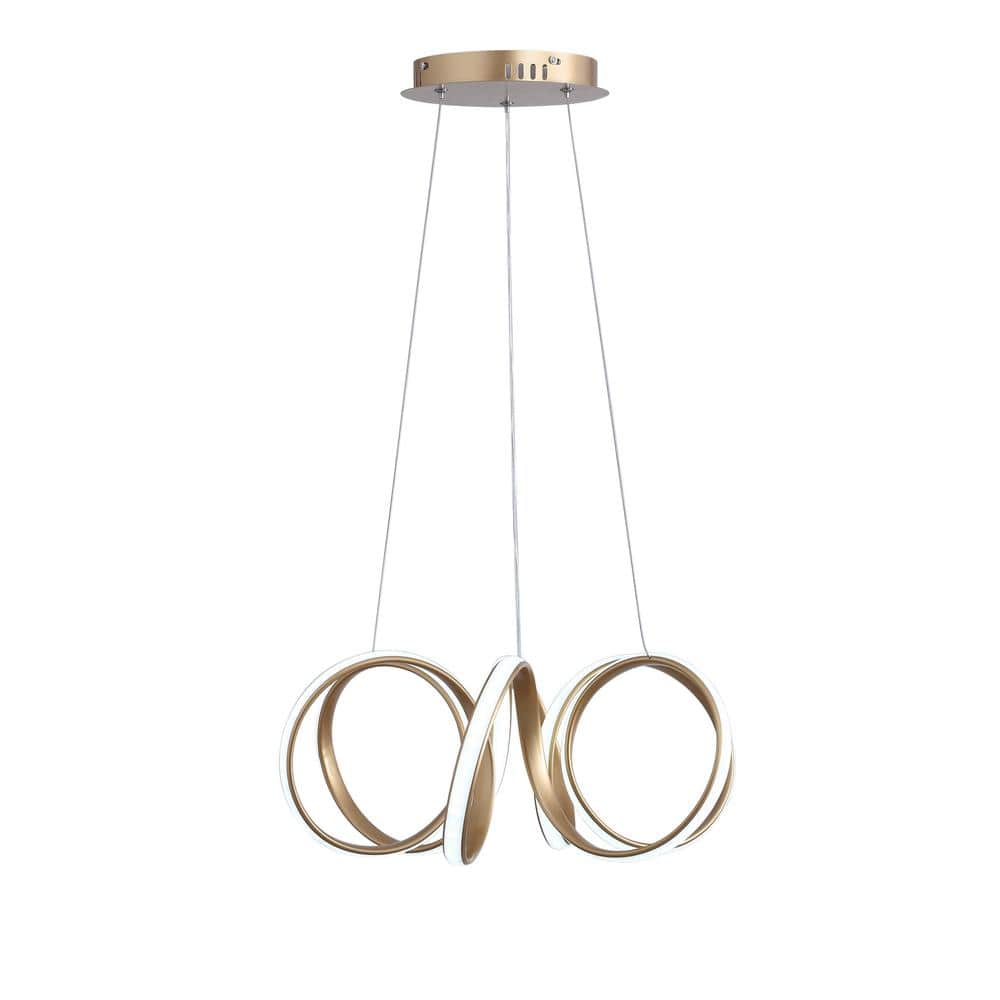 aiwen Modern 40-Watt 1-Light Gold Geometric Integrated LED Chandelier with  Irregular Ring Lights DDL-883GD - The Home Depot