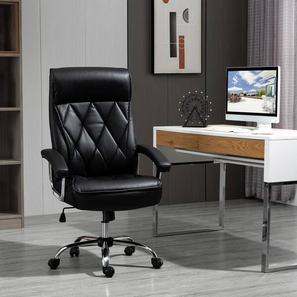Ergonomic High Back Leather Office Chair Executive Task Computer Desk Seat Black 