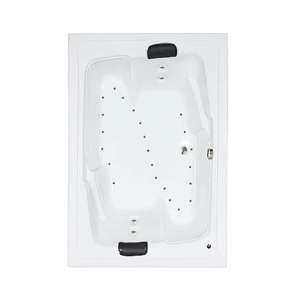 Comfortflo 72 in. x 54 in. Acrylic Rectangular Drop-in Air Bathtub with Center Drain in Biscuit