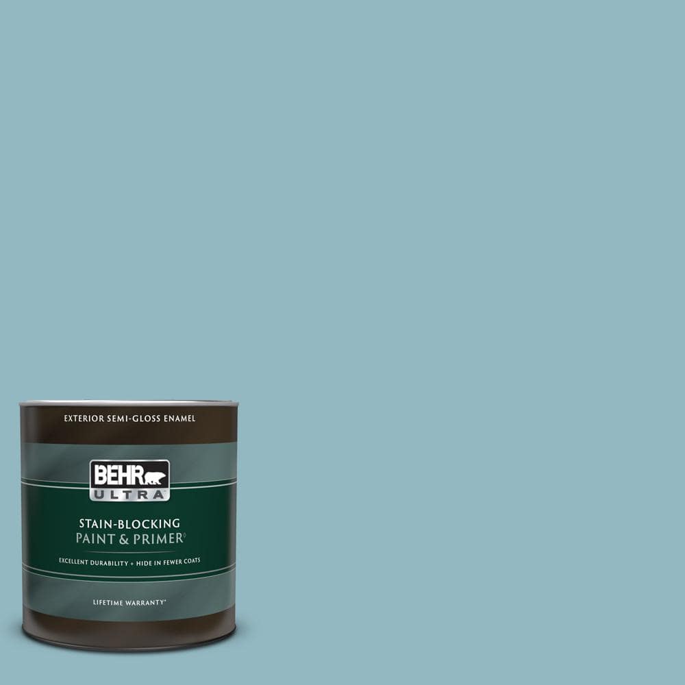 BEHR ULTRA 1 qt. #PPU13-09 Tahoe Blue Semi-Gloss Enamel Exterior Paint ...