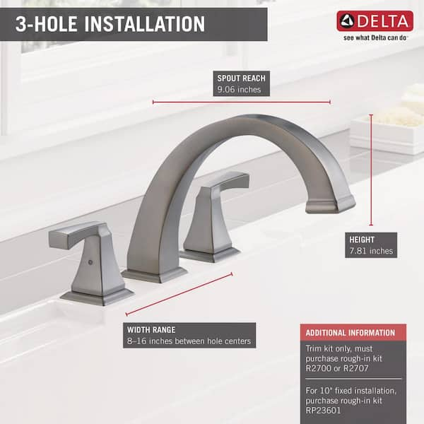 Delta Dryden 2-Handle Deck-Mount Roman Tub Faucet Trim Kit Only in