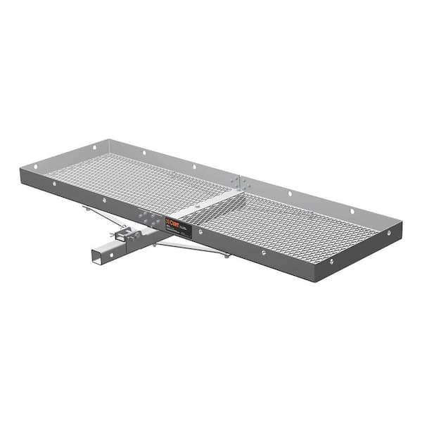 CURT 500 lb. Capacity 60 in. x 20 in. Aluminum Tray-Style Cargo Carrier (Folding 2 in. Shank)