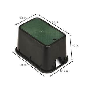 12.5 in. x 18 in. Rectangular Valve Box and Cover; Black Box, Green Cover