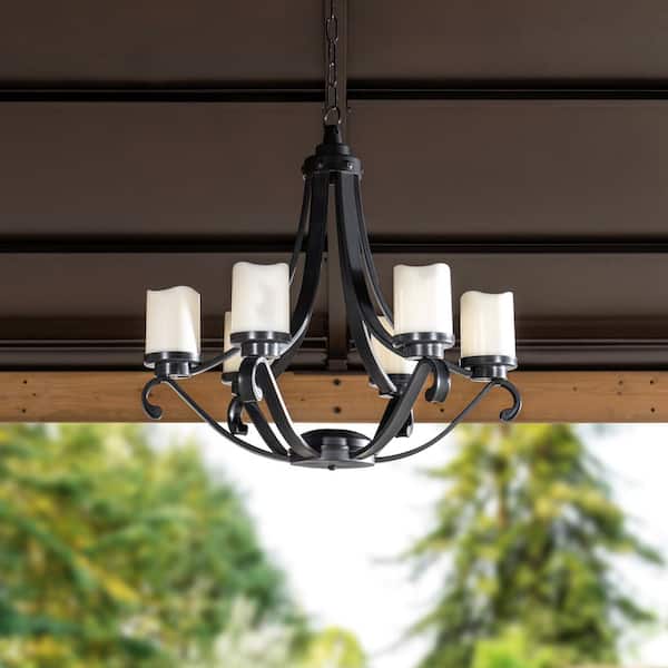 6 Battery Operated Led Candles, Cordless Outdoor Patio Chandelier