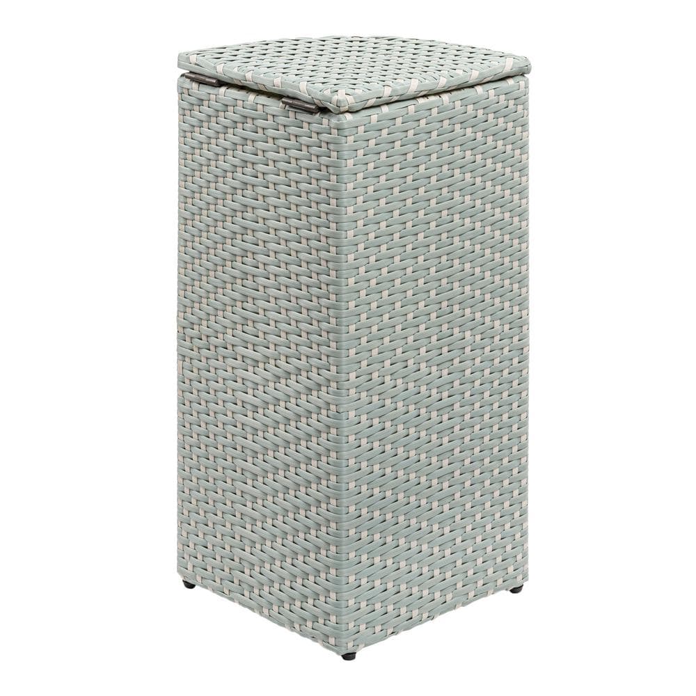 Mint Blue and White Plastic Corner Outdoor Trash Can