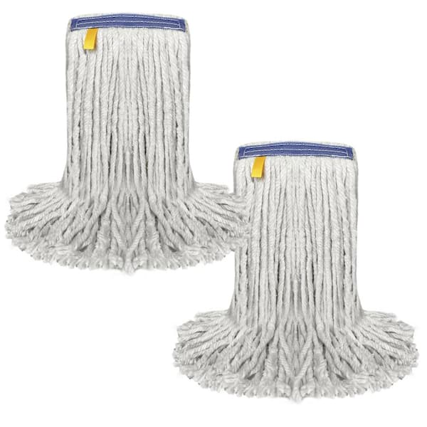 BISON LIFE 16 oz. Cut End String Mop Cotton Wet Mop Head Refill Natural (2-Pack), 1.25 in. Universal Headband