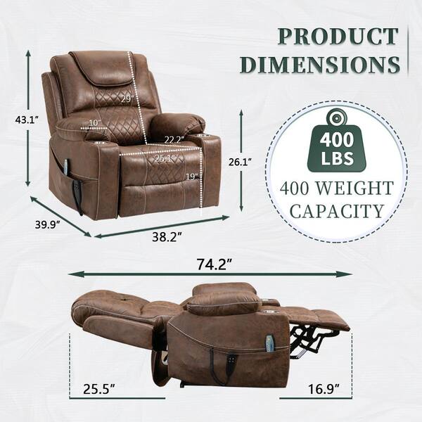 aisword Enhanced Exclusive Oversized Suede Recliner Chair with 