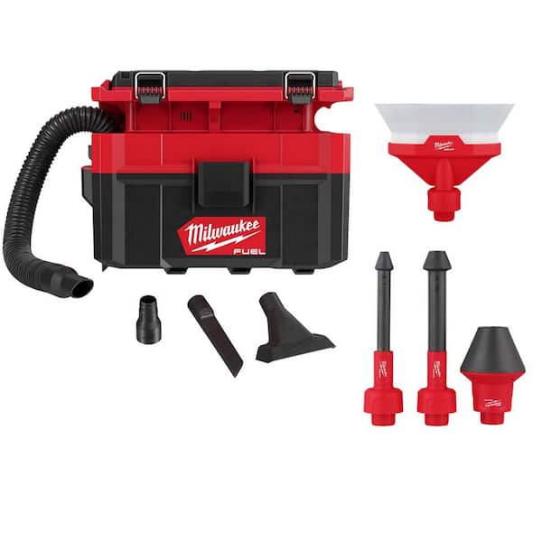 Milwaukee M18 FUEL PACKOUT Cordless 2.5 Gal. Wet/Dry Vacuum w/AIR-TIP 1-1/4 in. - 2-1/2 in. (4-Piece) Debree and Conduit Line Kit