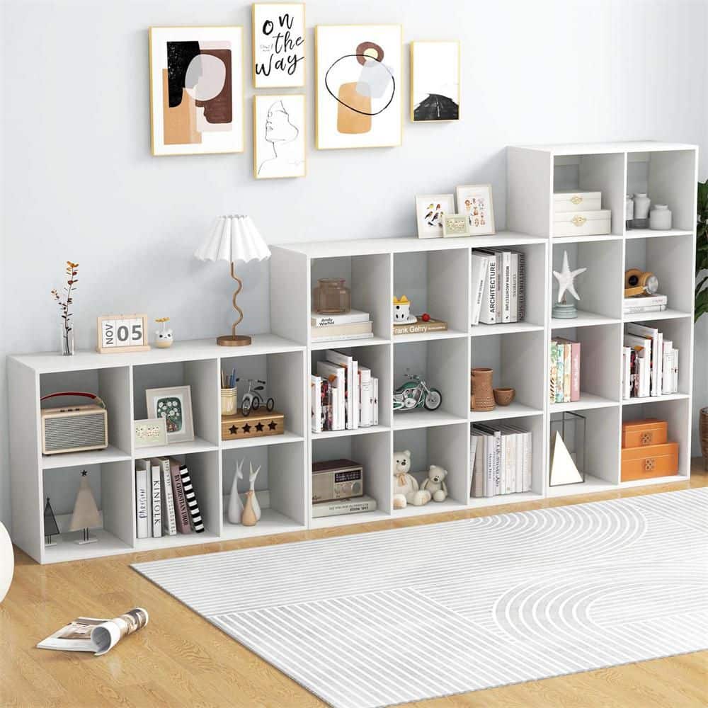 white-costway-bookcases-