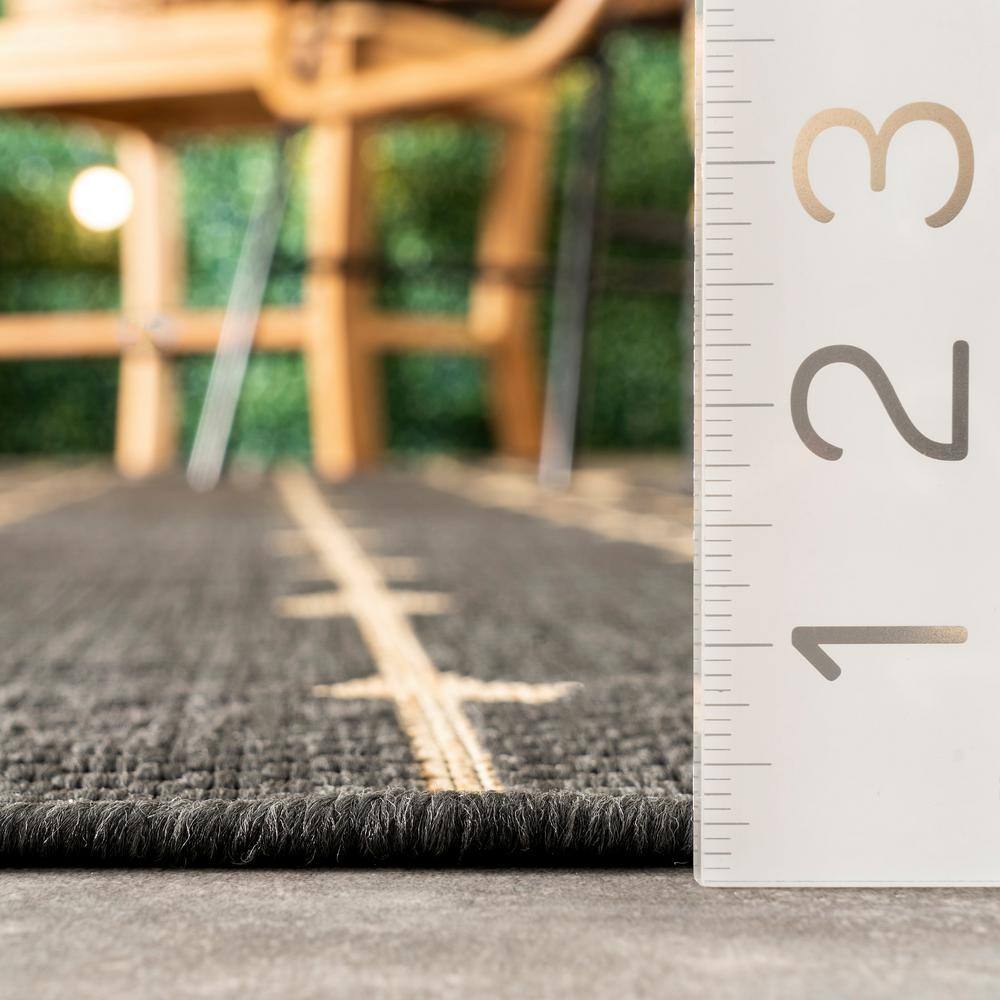 Charcoal Synthetic 62"x24" Easy-Care Indoor/Outdoor Rug