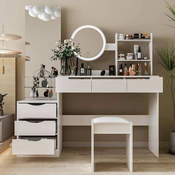 Nordic Makeup Vanity Table with Mirror Dressing Table Dressers for Bedroom  Dresser Light Luxury Vanity Desk Bedroom Furniture