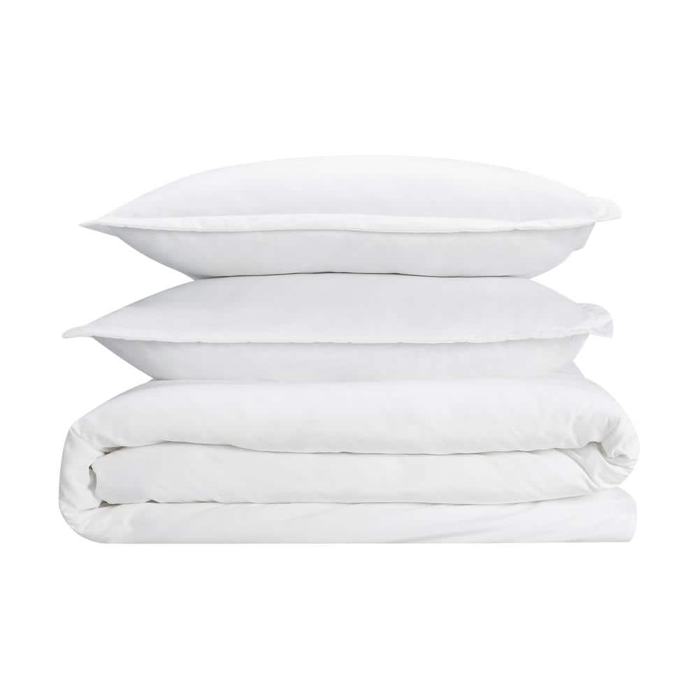 White Microfiber Queen Duvet Cover Set with Shams