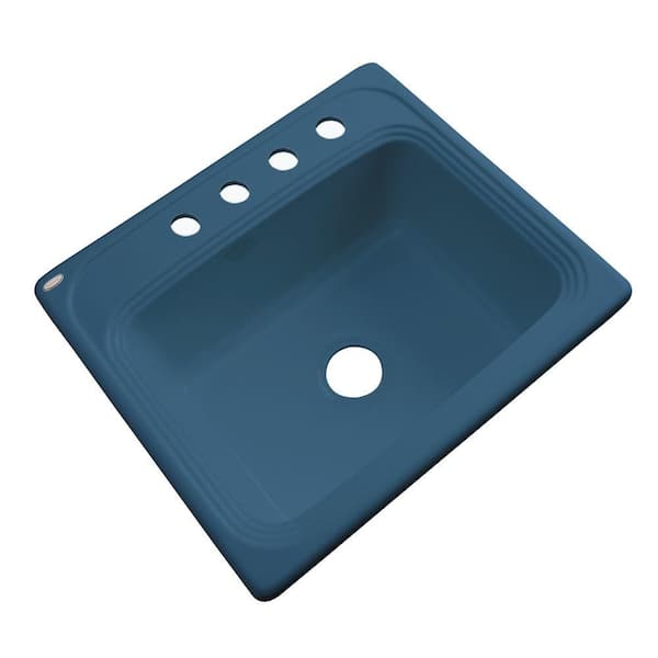 Thermocast Wellington Drop-in Acrylic 25x22x9 4-Hole Single Basin Kitchen Sink in Rhapsody Blue