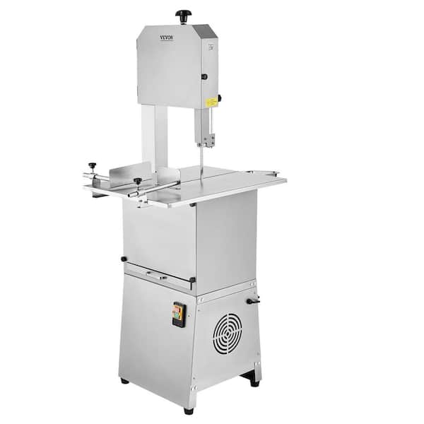 VEVOR Commercial Electric Meat Bandsaw 850-Watts Stainless Steel Vertical Bone Saw Machine 0.16-9.1 in. Thickness, Silver