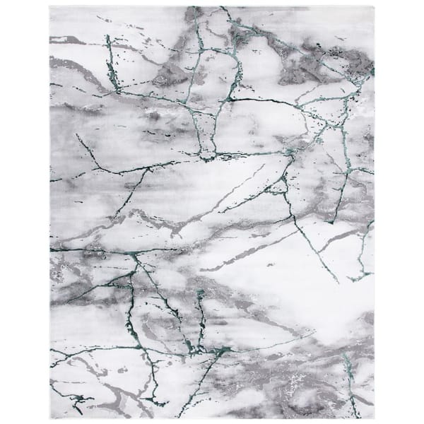 Craft 12 ft. x 15 ft. Gray/Green Distressed Abstract Area Rug