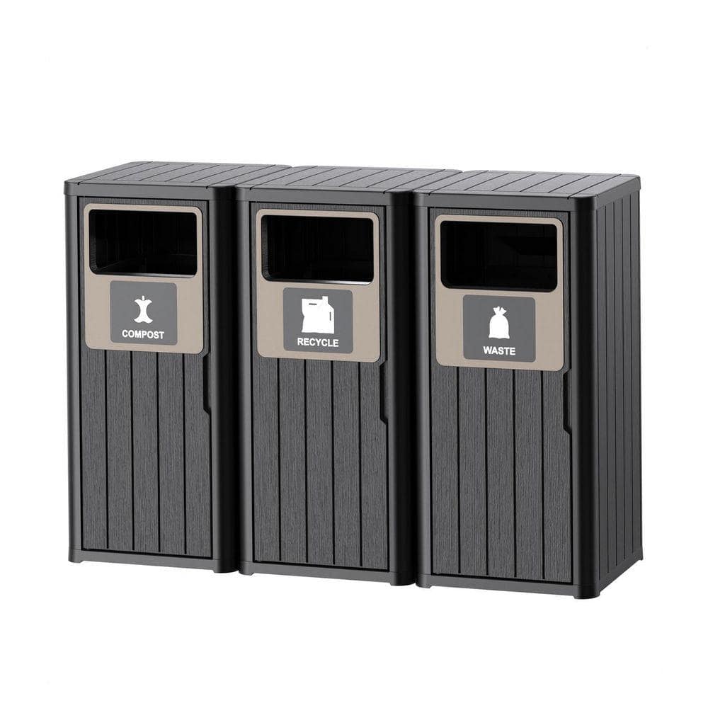 Black 51 in. W x 17 in. D x 35 in. H 114 Gal. Resin Outdoor Trash Can ...