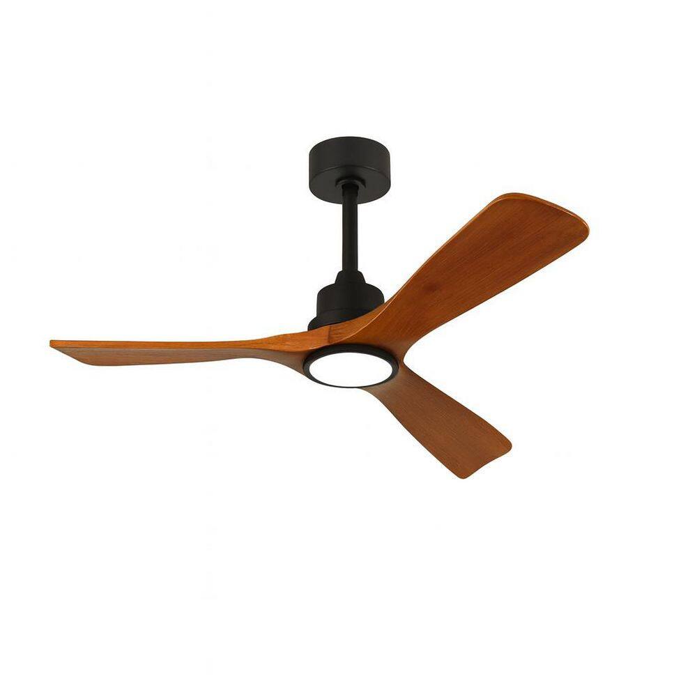 42 in. Matte Black Iron Housing and Solid Brown Wood Blades Downrod Mount Ceiling Fan with Remote, Reversible DC Motor price history on PriceWatchPro