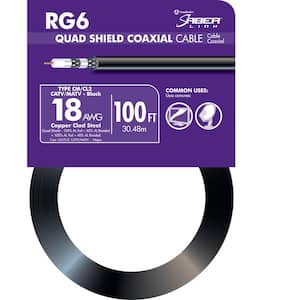 100 ft. 18 RG6 Quad Shield CU CATV CM/CL2 Coaxial Cable in Black
