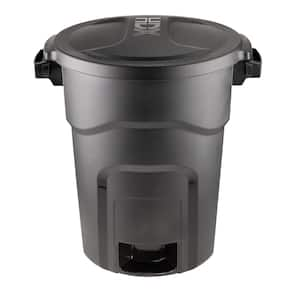 20 Gal. Black Outdoor Vented Trash Can with Domed Lid, Rounded Handles, and Reinforced Foothold